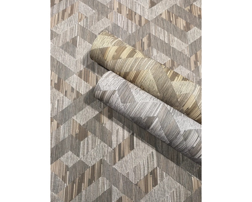 Vliesbehang met geometrisch zigzagpatroon met geweven look.