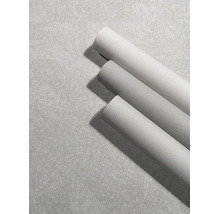 Vliesbehang met waaiervormig structuurpatroon, drie rollen op een voorbeeldbehang.