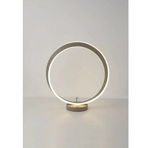 Moderne LED-tafellamp in ringvorm met een ronde voet.