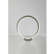Moderne LED-tafellamp in ringvorm met een ronde voet en geïntegreerde lichtbron.