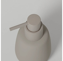 Matte zeepdispenser met afgeronde vorm en pompmechanisme.