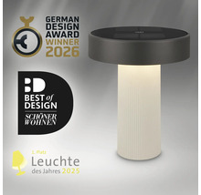 Moderne led tafellamp met geribbelde voet en platte lampkop inclusief designprijzen