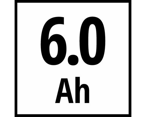 Symbool voor een accucapaciteit van 6,0 ampère-uur