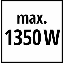 Symbool voor maximaal elektrisch vermogen van 1350 Watt