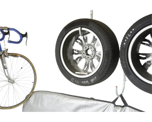 Wandhouder voor autobanden en fiets voor ruimtebesparende opslag in de garage