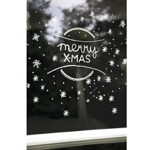 Raamsticker met sneeuwvlokmotief en de tekst Merry Xmas voor kerstversiering