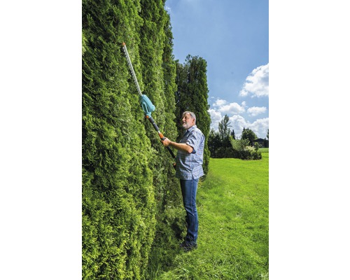 Man snoeit heg met een heggenschaar