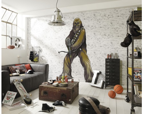 Jongenskamer met Star Wars muursticker en industriële decoratie.