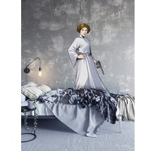 Slaapkamer met bed en Star Wars Prinses Leia muursticker