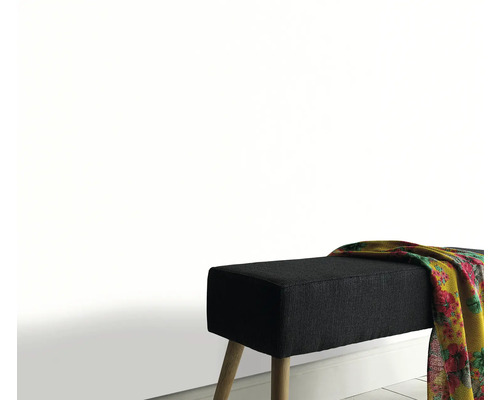 Gestoffeerde zitbank met stoffen bekleding en houten poten