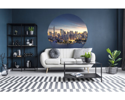 Decoratieve wanddecoratie met een skyline van New York in de woonkamer