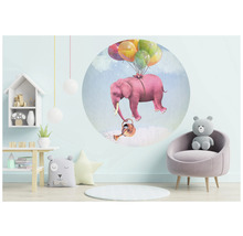 SPECIAL DECORATION Fotobehang vlies Olifant met ballonnen ø 142,5 cm