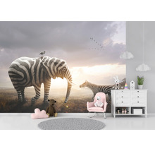 SPECIAL DECORATION Fotobehang vlies Zebra en olifant 340x254 cm