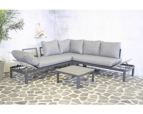 Tuinmeubelset met hoekbank, loungestoelen en tafel voor buiten