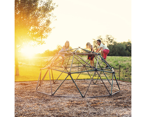 Kinderen spelen op een klimrek in een speeltuin