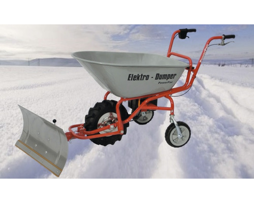 Elektrische dumper met sneeuwschuiver voor wintergebruik