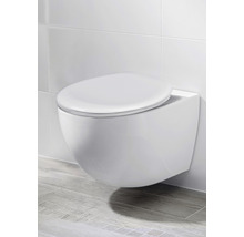 Wandcloset met gesloten spoelrand in badkamer.