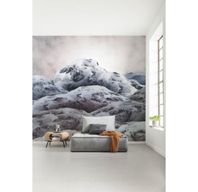 Lichte kamer met fotobehang van een besneeuwde berg