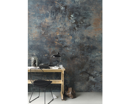 Decoratieve wandbekleding met bureau en kantoorbenodigdheden