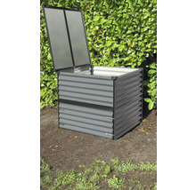 Open metalen compostbak in de tuin
