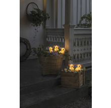 Verlichte decoratie met dierfiguren op een veranda