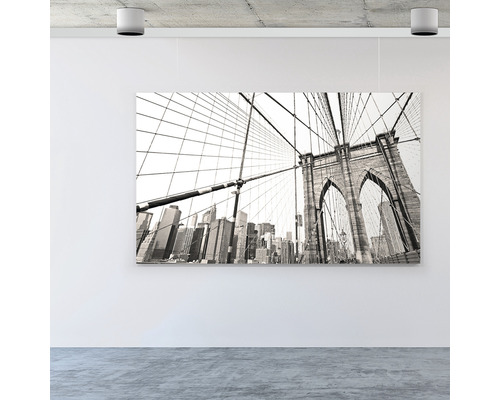 Foto op canvas met zwart-witopname van de Brooklyn Bridge