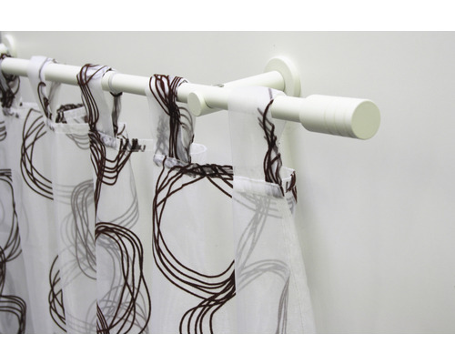 Gordijnroede met lusbevestiging en gordijn met cirkelmotief