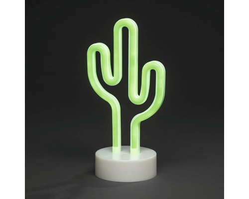 Decoratieve cactus neonlamp op een ronde voet