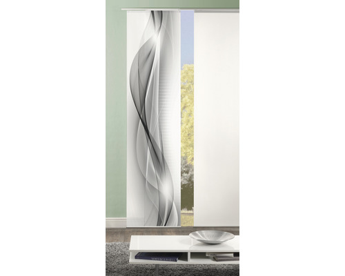 Schuifgordijn met abstract golfpatroon in de woonkamer