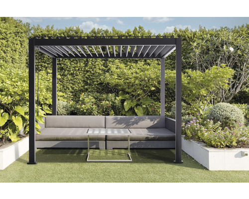 MIRADOR Paviljoen Basic aluminium-staal antraciet paaldikte 8,8x8,8 cm, 300x300x240 cm