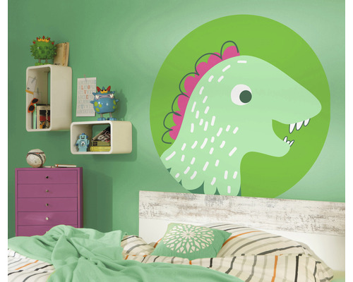 Kinderkamer met muursticker dinosaurus, commode en planken