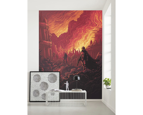 Kamer met Star Wars muurschildering, tafel, lamp en decoratie