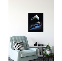 Ingelijste poster met Marvel The Mighty motief in een woonkamer