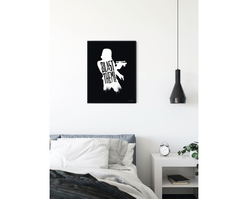 Decoratieve wandafbeelding met Star Wars-motief in een slaapkamer
