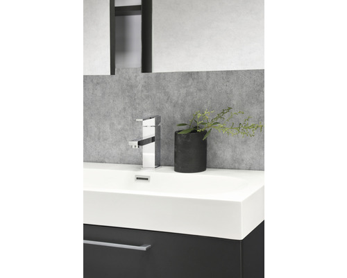 Moderne badkamer met wastafel, kraan en decoratie