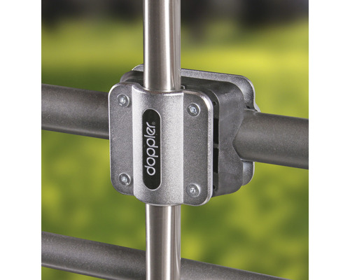 Doppler logo op een parasolvoet