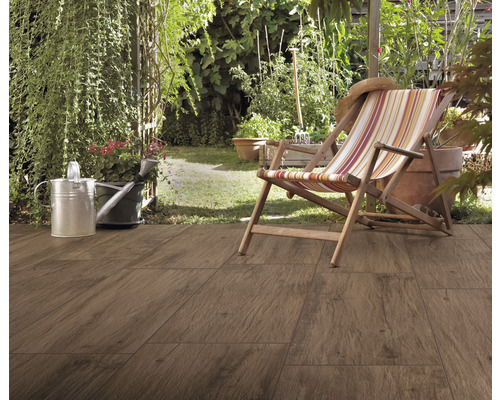 FLAIRSTONE Keramische terrastegel gerectificeerd woodmania caramel, 120 x 40 x 2 cm