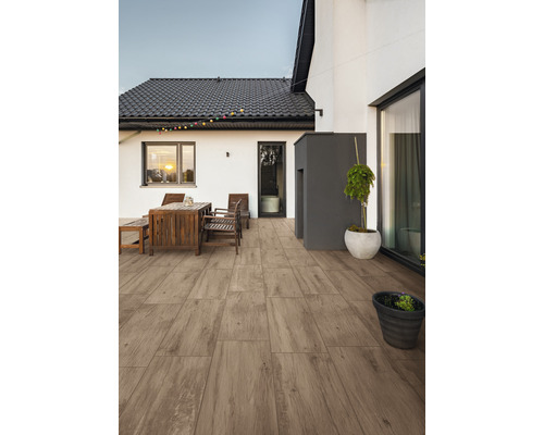 FLAIRSTONE Keramische terrastegel gerectificeerd woodmania honey, 120 x 40 x 2 cm