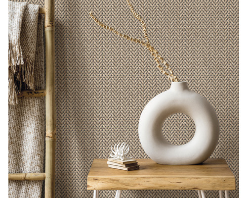 Decoratief behang met vlechtpatroon in de woonkamer