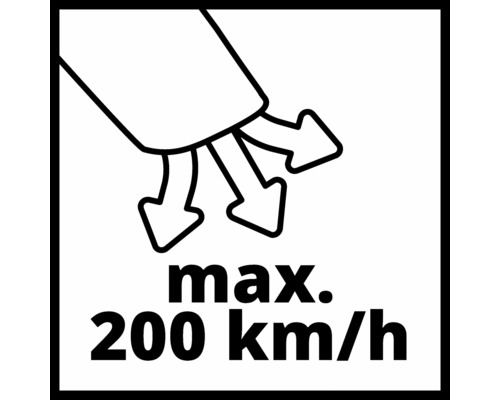 Symbool voor maximale blaassnelheid van 200 kilometer per uur