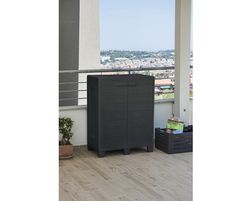 Tuinkast Woody kunststof antraciet 78 x 46 x 101 cm Tuinkast Woody kunststof antraciet 78 x 46 x 101 cm