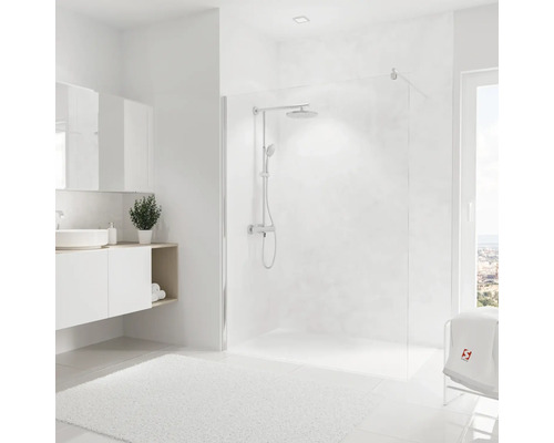 SCHULTE Douche achterwand 255x100 cm softtouch marmer Moderne badkamer met douchewand, wastafel en tapijt