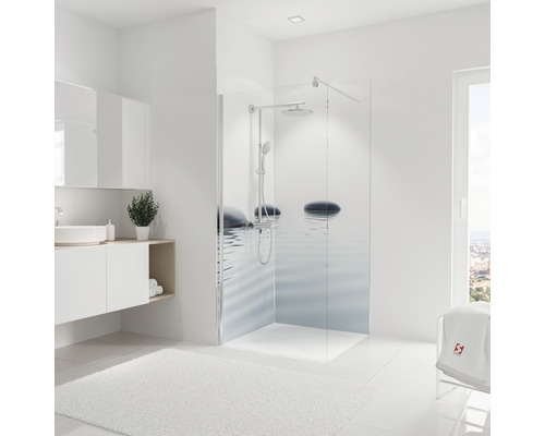 SCHULTE Douche achterwand 210x90 cm zen steen en water Moderne badkamer met inloopdouche en wastafel