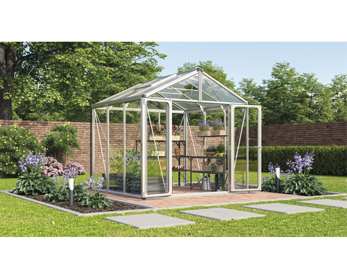 VITAVIA Tuinkas Zeus Comfort 6200 polycarbonaat/veiligheidsglas 3/10 mm zilver, 258x242x250 cm