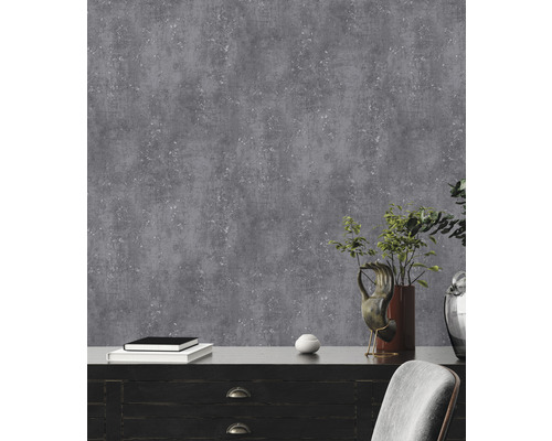 Grijs behang met steenlook in interieur
