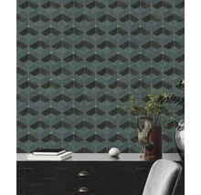 Wanddecoratie met geometrisch behang in de woonkamer