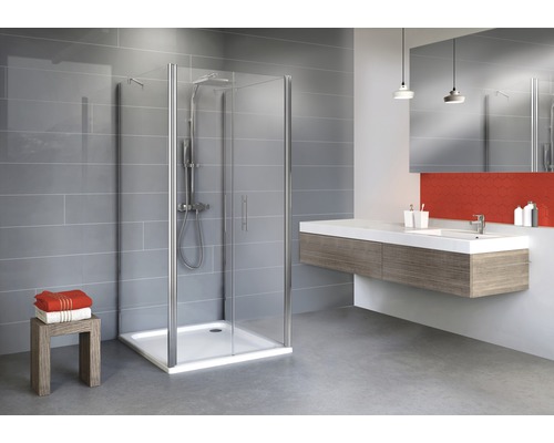 SCHULTE Douchecabine u-vorm Alexa Style 2.0 80x80x80 cm chroom Moderne badkamer met douchecabine, wastafel en spiegel