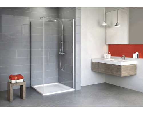 SCHULTE Douchecabine vierkant draaideur Alexa Style 2.0 80x192 cm Badkamer met douchecabine, wastafel en spiegel