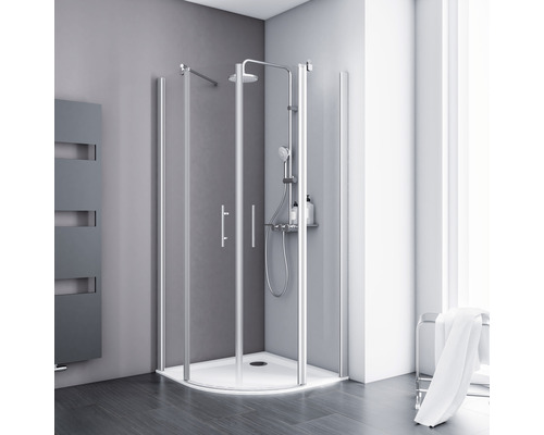 SCHULTE Douchecabine kwartrond Alexa Style 2.0 80x192 cm radius 55 cm Hoekdouche met douchegarnituur in een badkamer