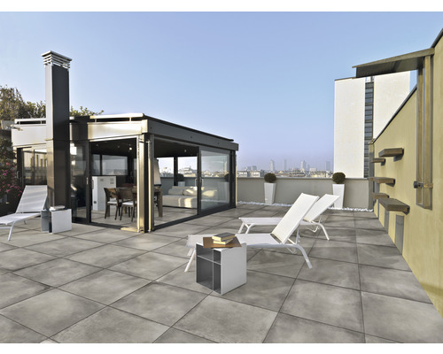 Keramische terrastegel betongrijs 60x60x2 cm